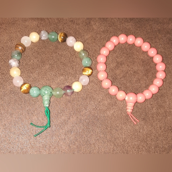 Gemstone mala bead bracelet and acrylic beaded bracelet - Picture 14 of 14